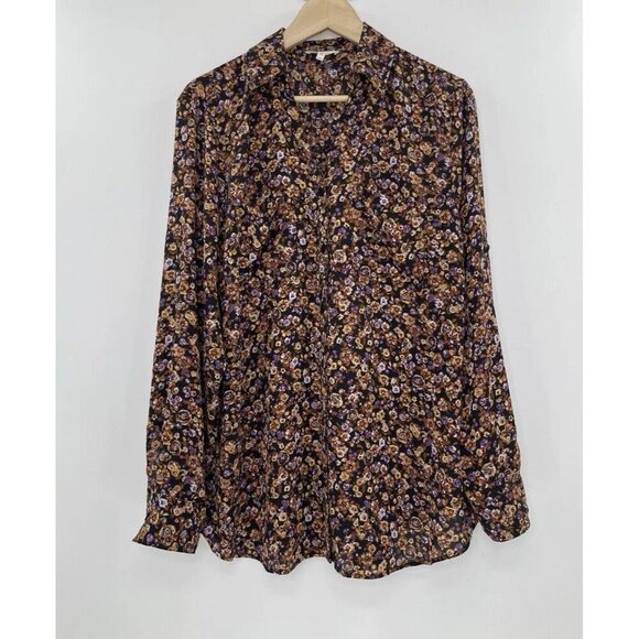 Maurices Winona Ditsy Floral Button Down‎ Roll Tab Sleeve Blouse 0x Cottagcore - Picture 1 of 10
